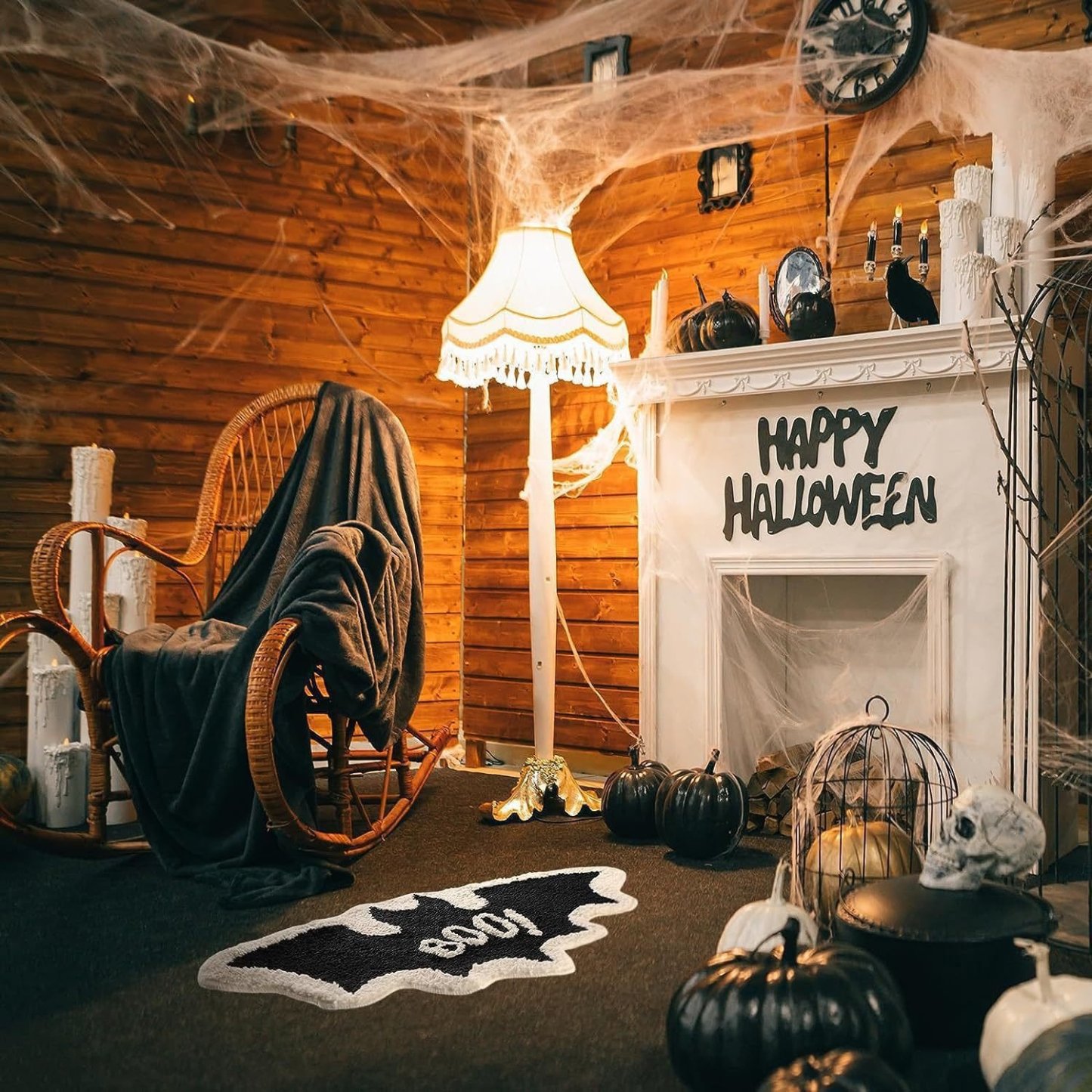 🦇"UNWELCOME"Bat Doormat⏰Halloween Flocked Carpet Atmosphere Decoration👻🖤