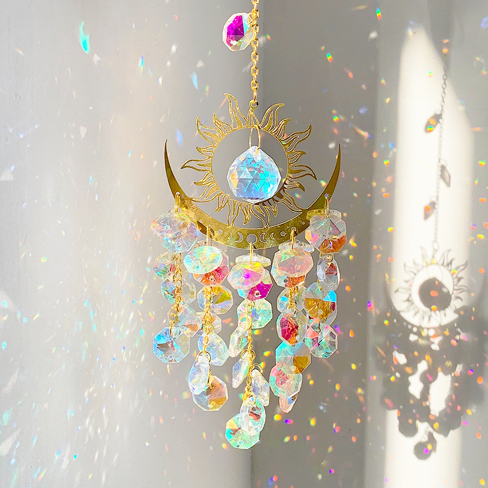 Crystal sun and moon pendant