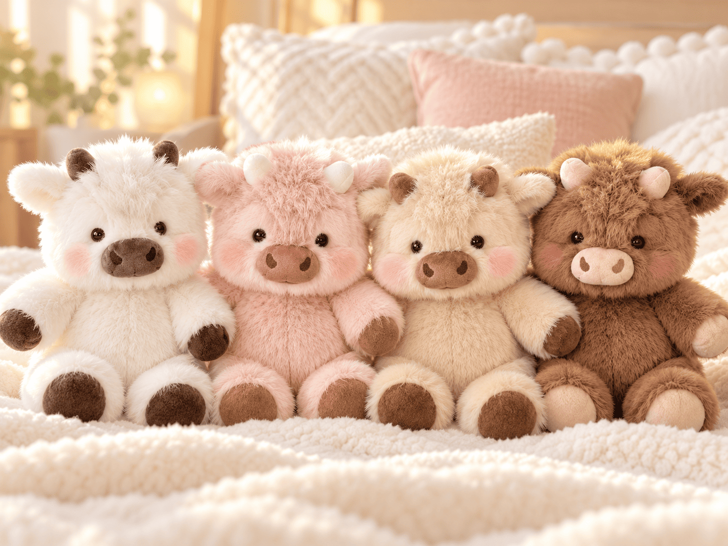 Cute fluffy cow plush collection
