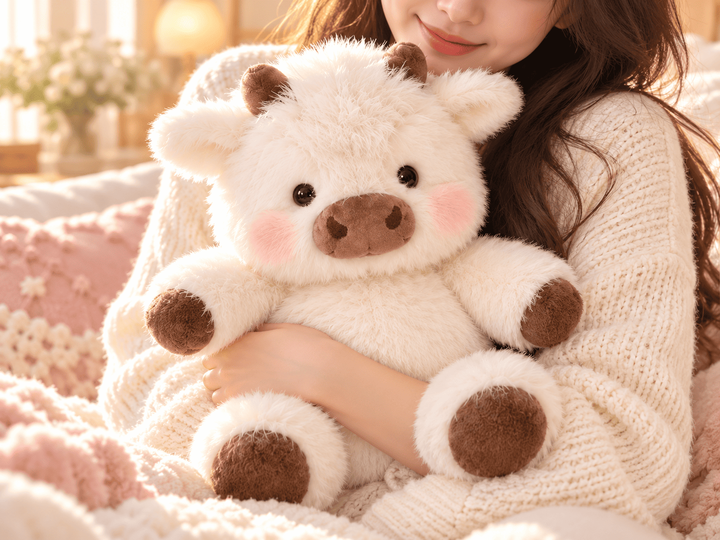 Soft fluffy cow plush