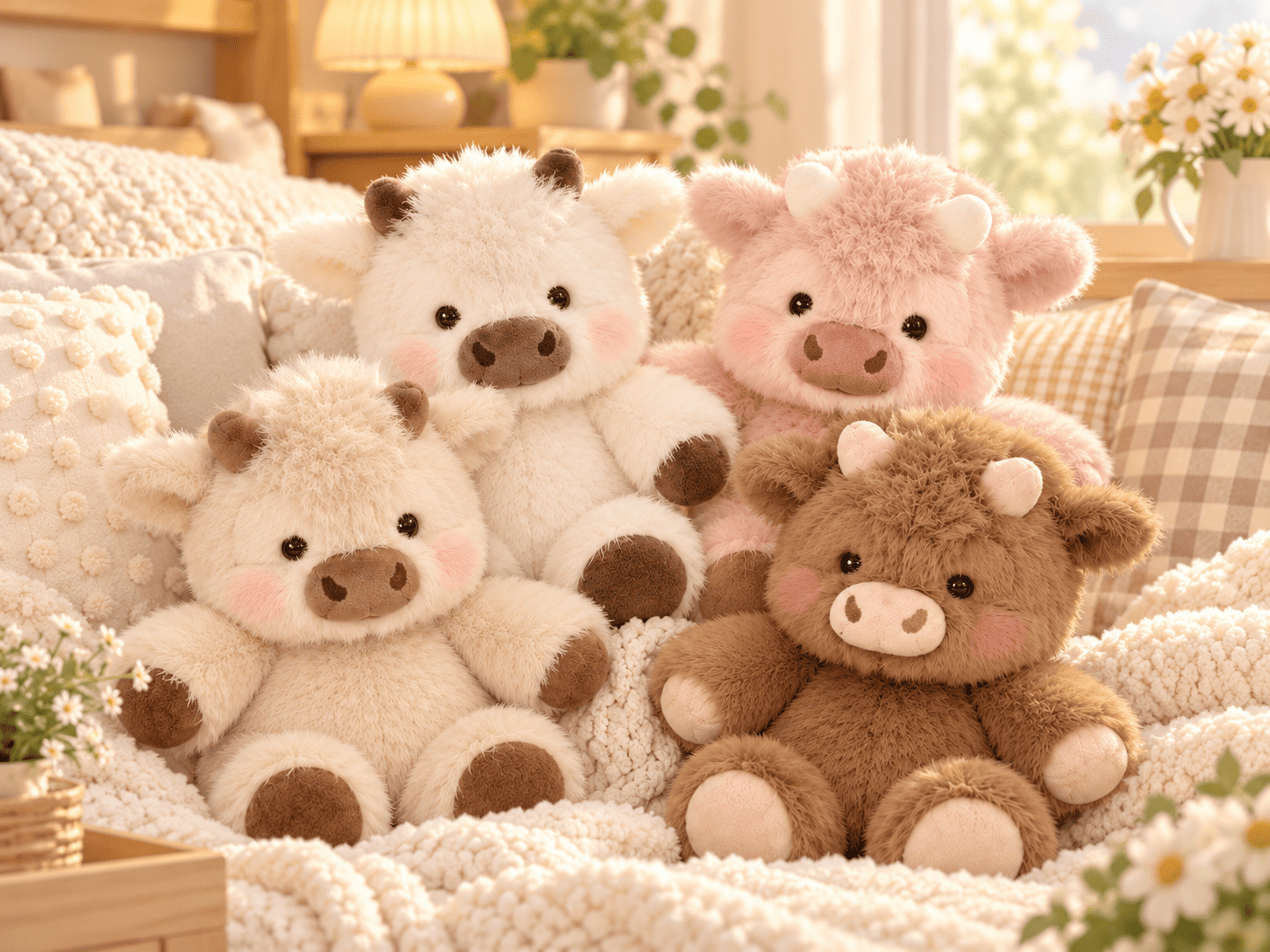 Fluffy cow plush collection