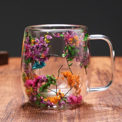 Real flower quicksand glass cup