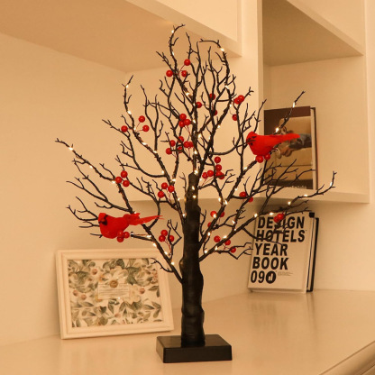 Red fruit, red bird, tree lamp