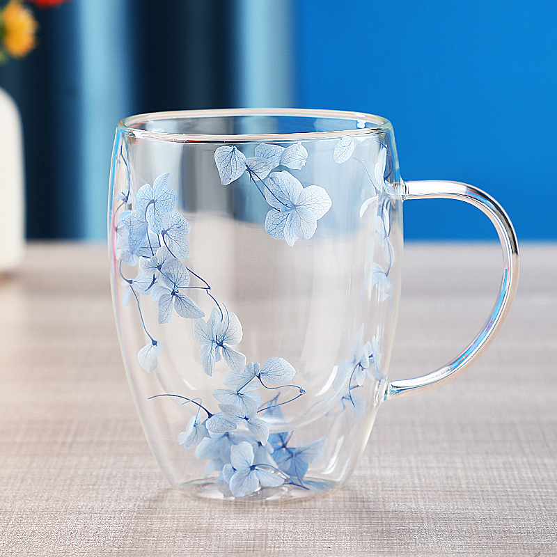 Real flower quicksand glass cup