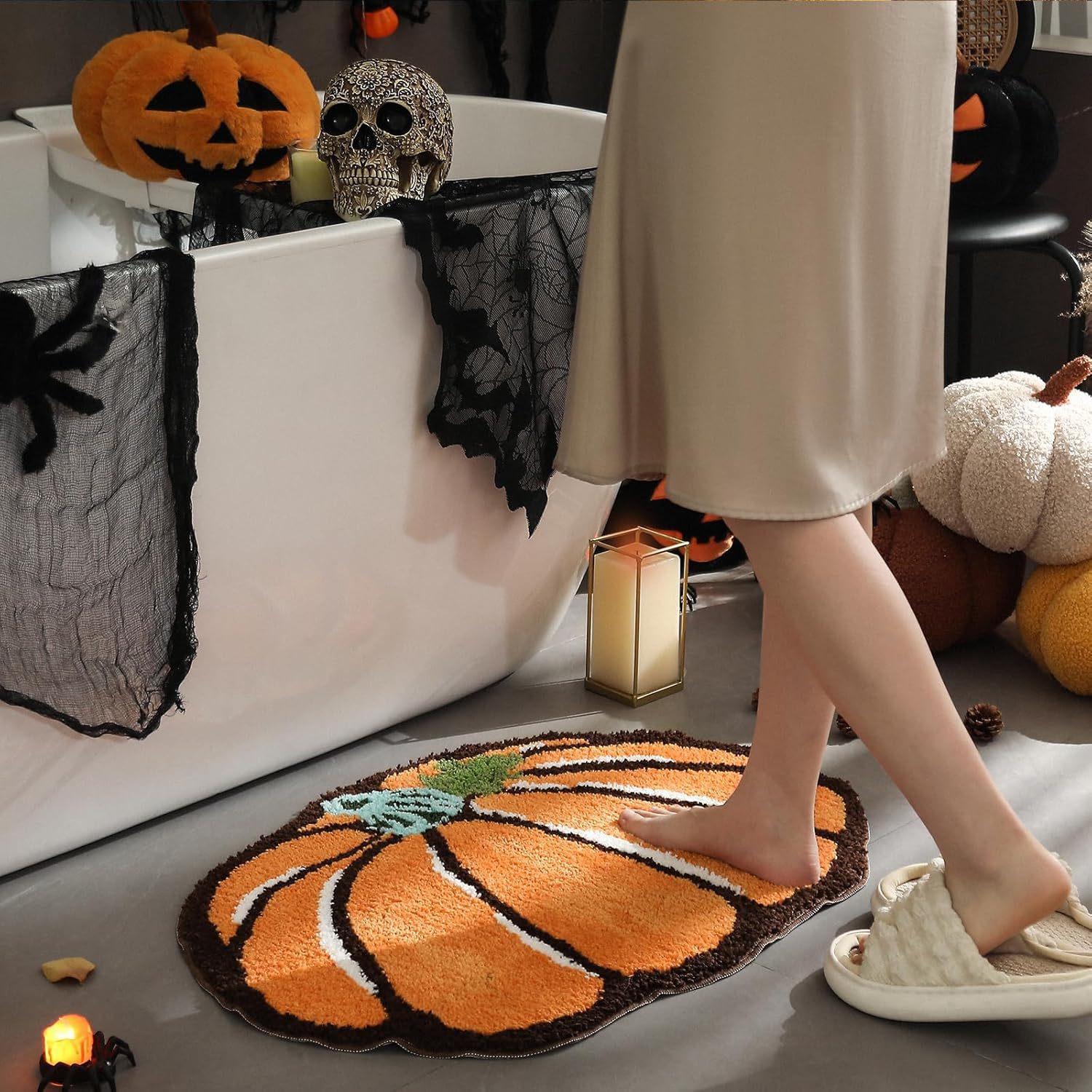 🦇"UNWELCOME"Bat Doormat⏰Halloween Flocked Carpet Atmosphere Decoration👻🖤