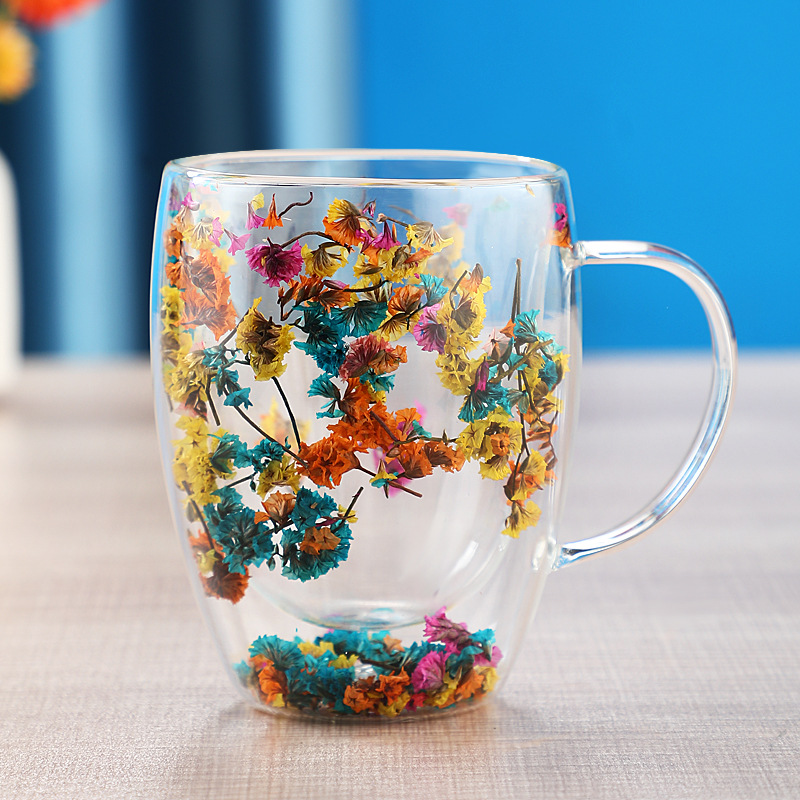 Real flower quicksand glass cup