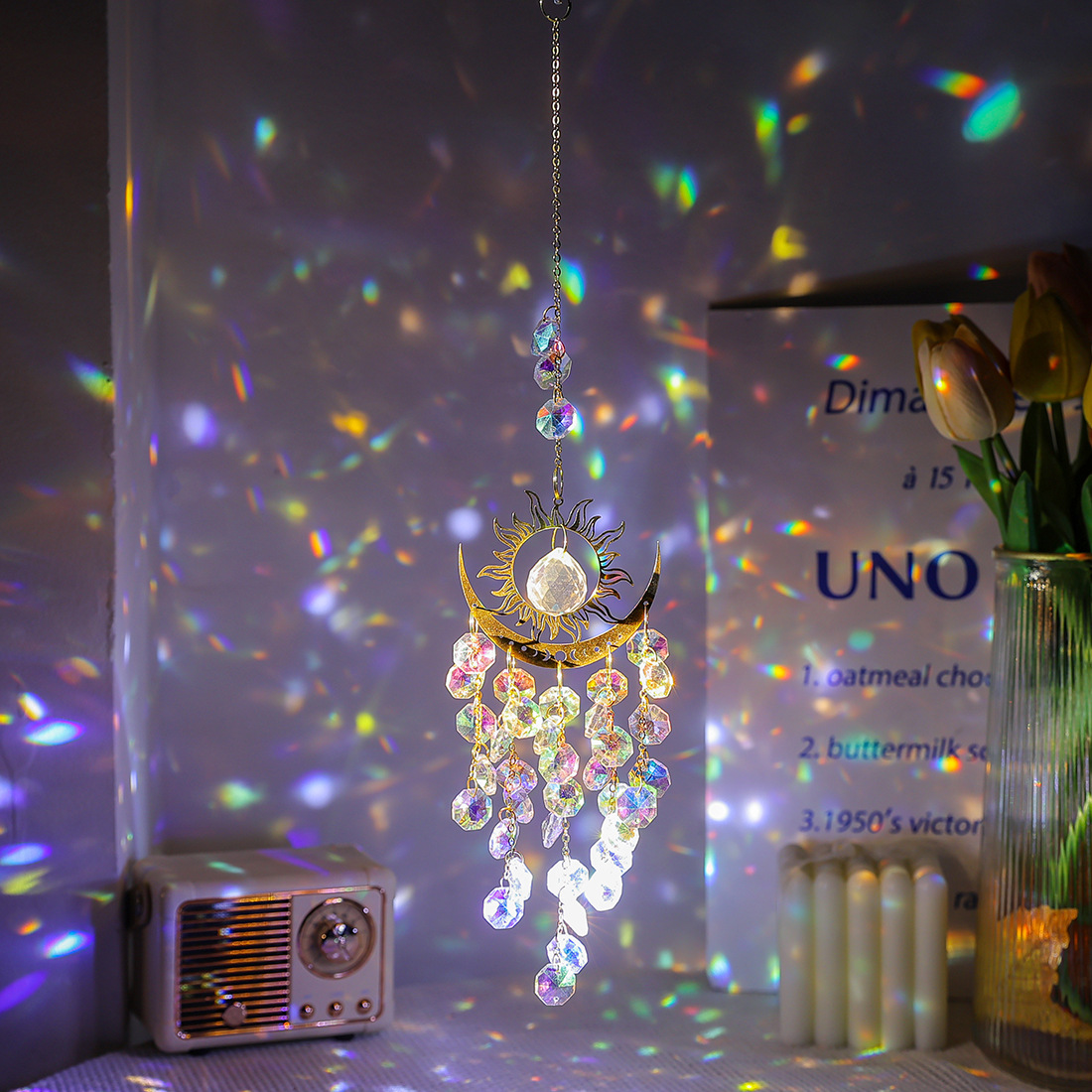 Crystal sun and moon pendant