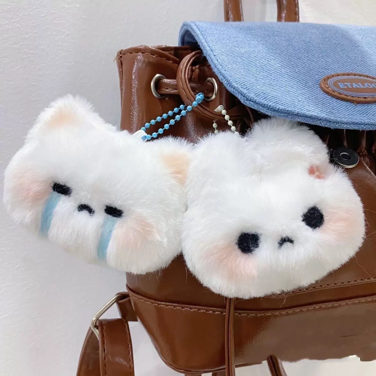 Couple plush rabbit bag charm keychain