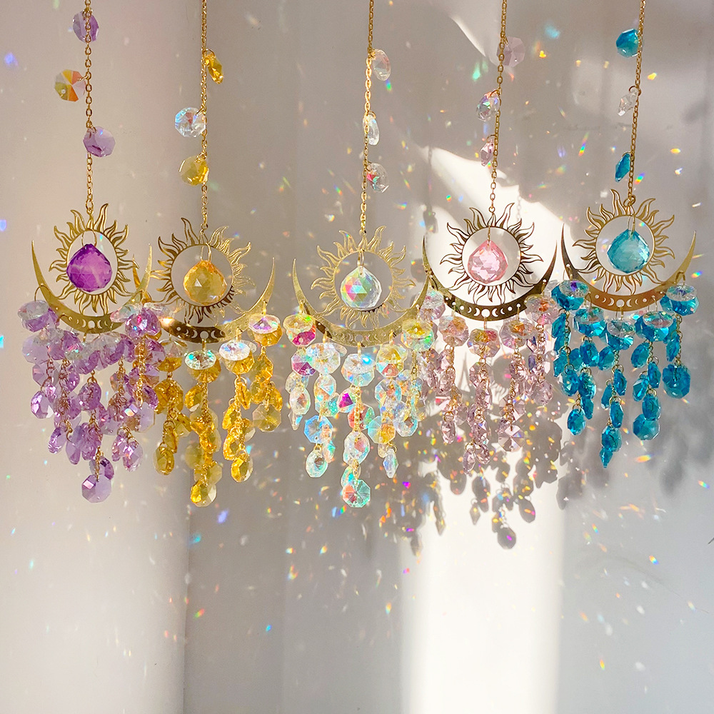 Crystal sun and moon pendant