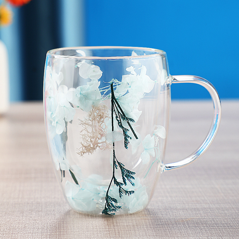 Real flower quicksand glass cup