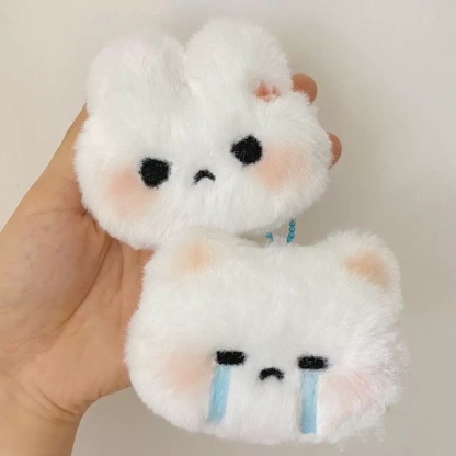 Couple plush rabbit bag charm keychain