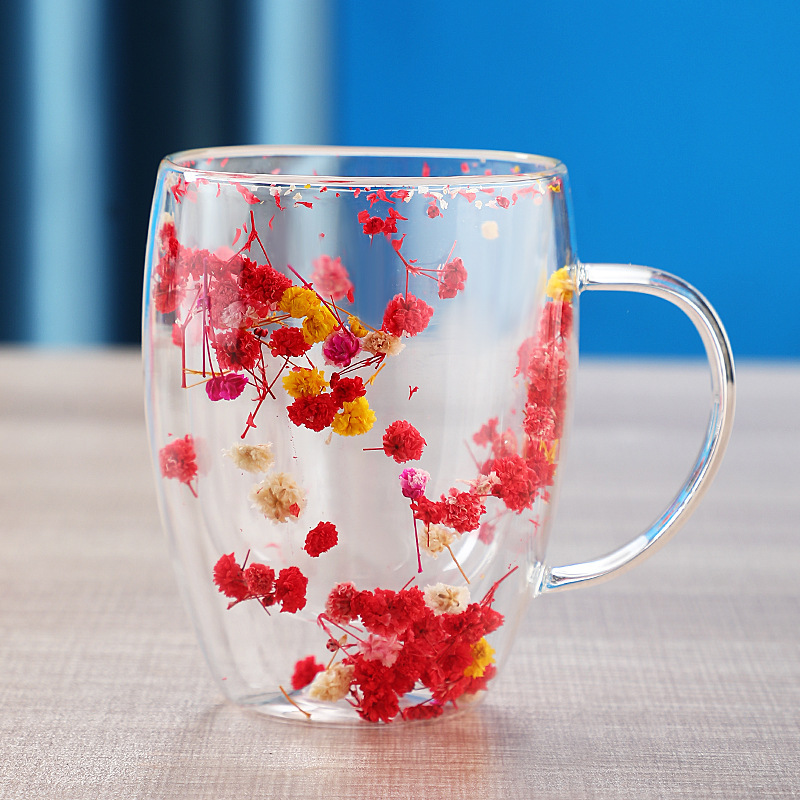 Real flower quicksand glass cup