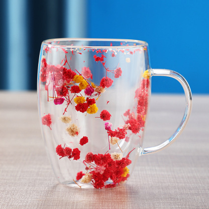 Real flower quicksand glass cup