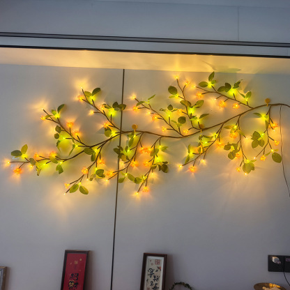 🔥Christmas Hot Selling Item - LED Flower and Green Leaf Branch Lights