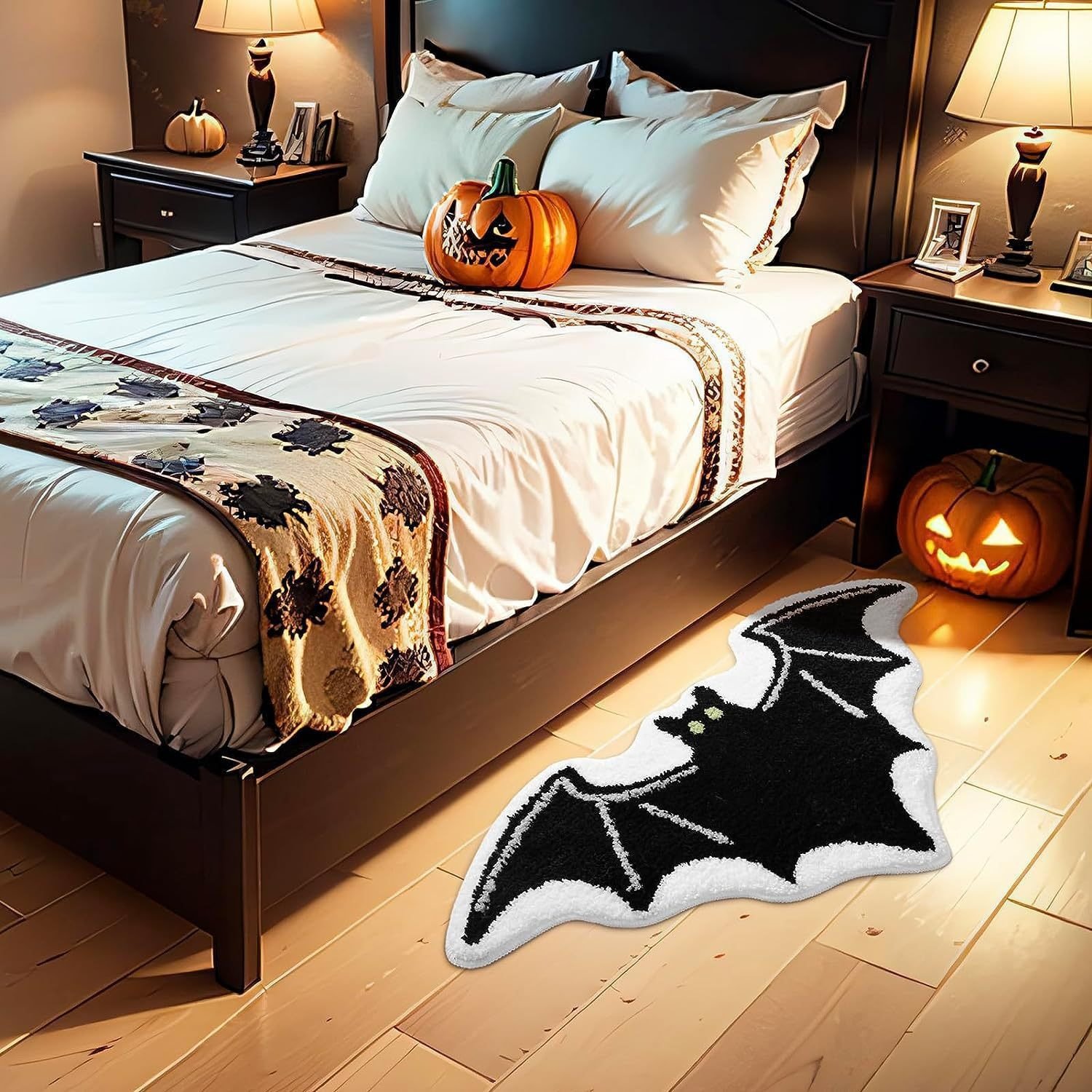 🦇"UNWELCOME"Bat Doormat⏰Halloween Flocked Carpet Atmosphere Decoration👻🖤