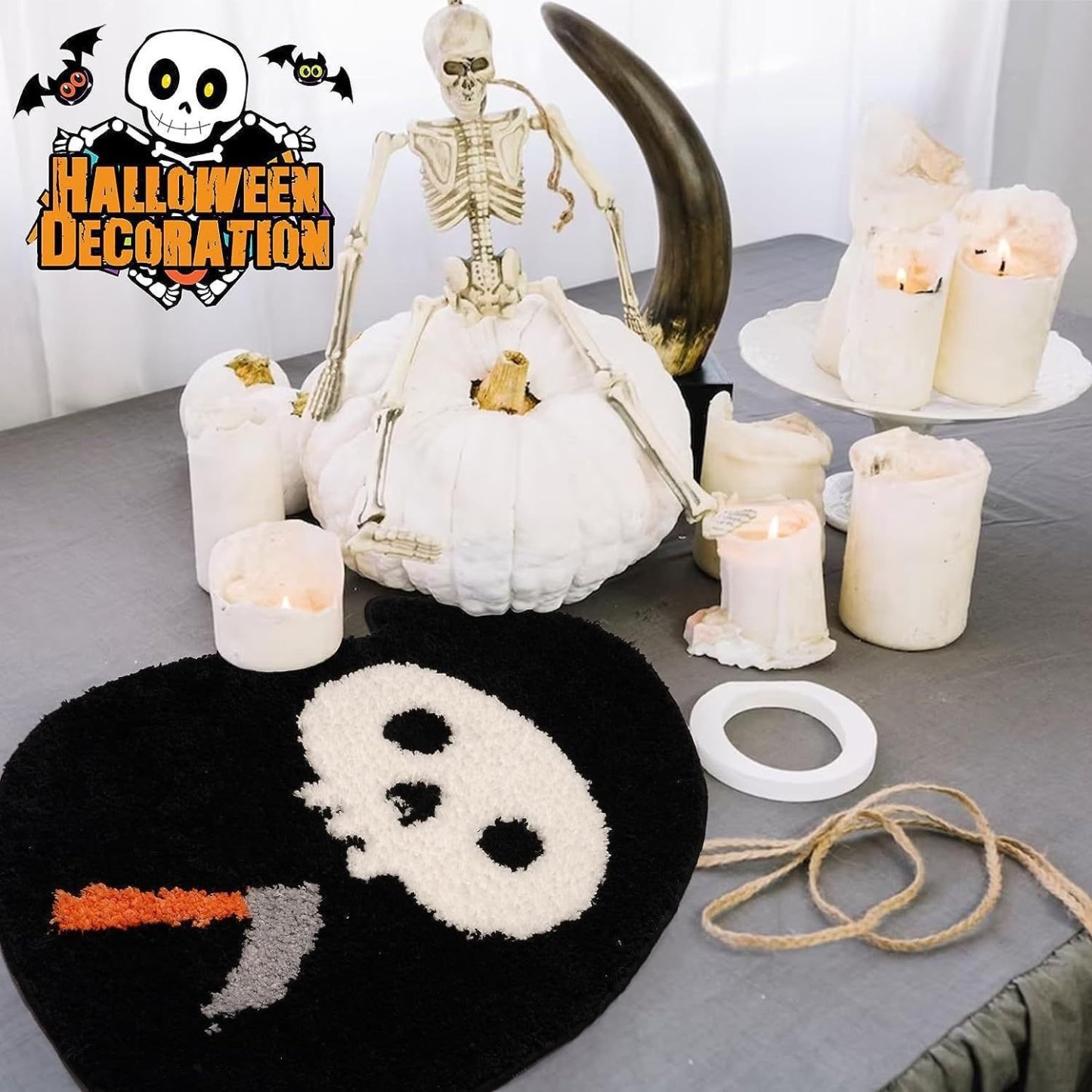 🦇"UNWELCOME"Bat Doormat⏰Halloween Flocked Carpet Atmosphere Decoration👻🖤