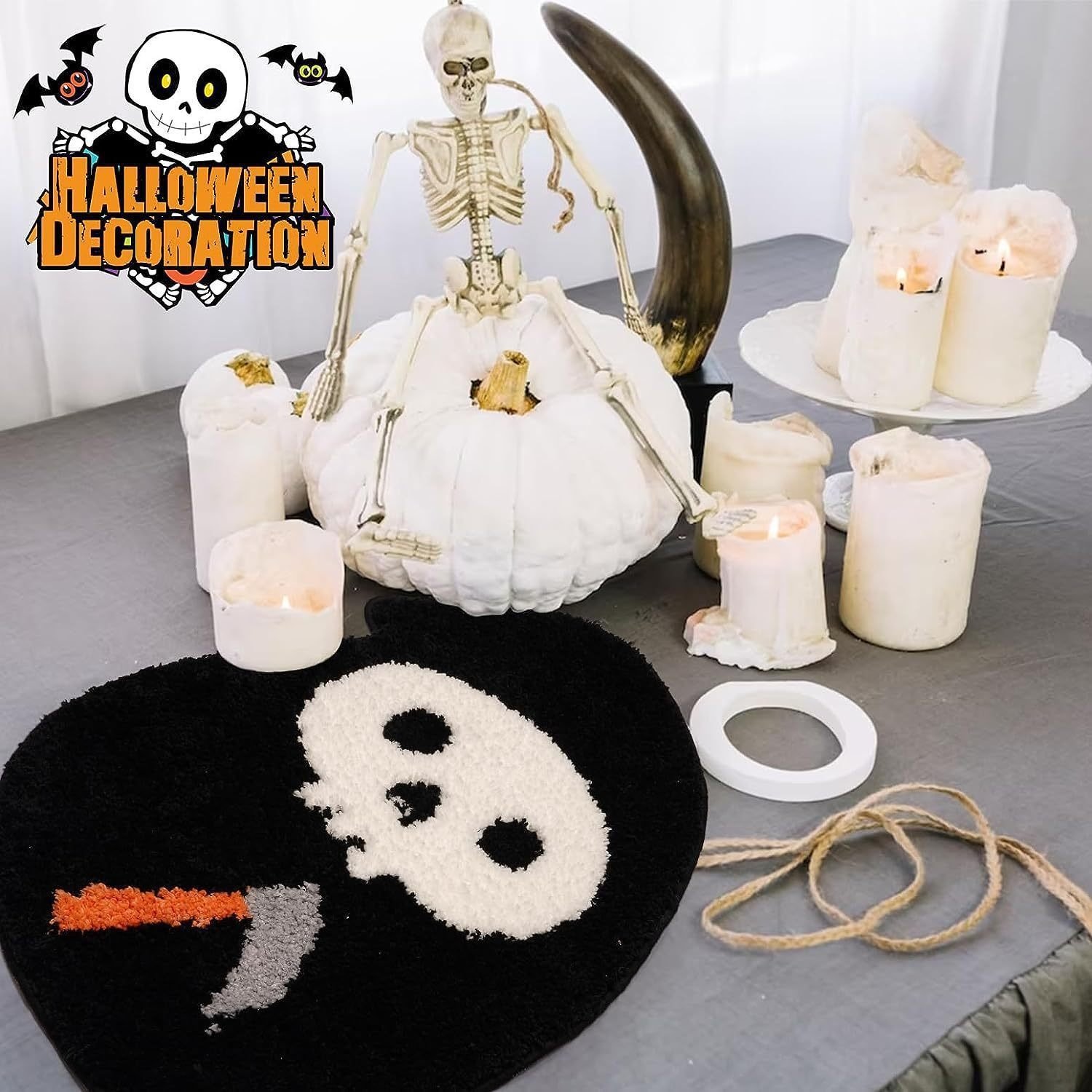 🦇"UNWELCOME"Bat Doormat⏰Halloween Flocked Carpet Atmosphere Decoration👻🖤