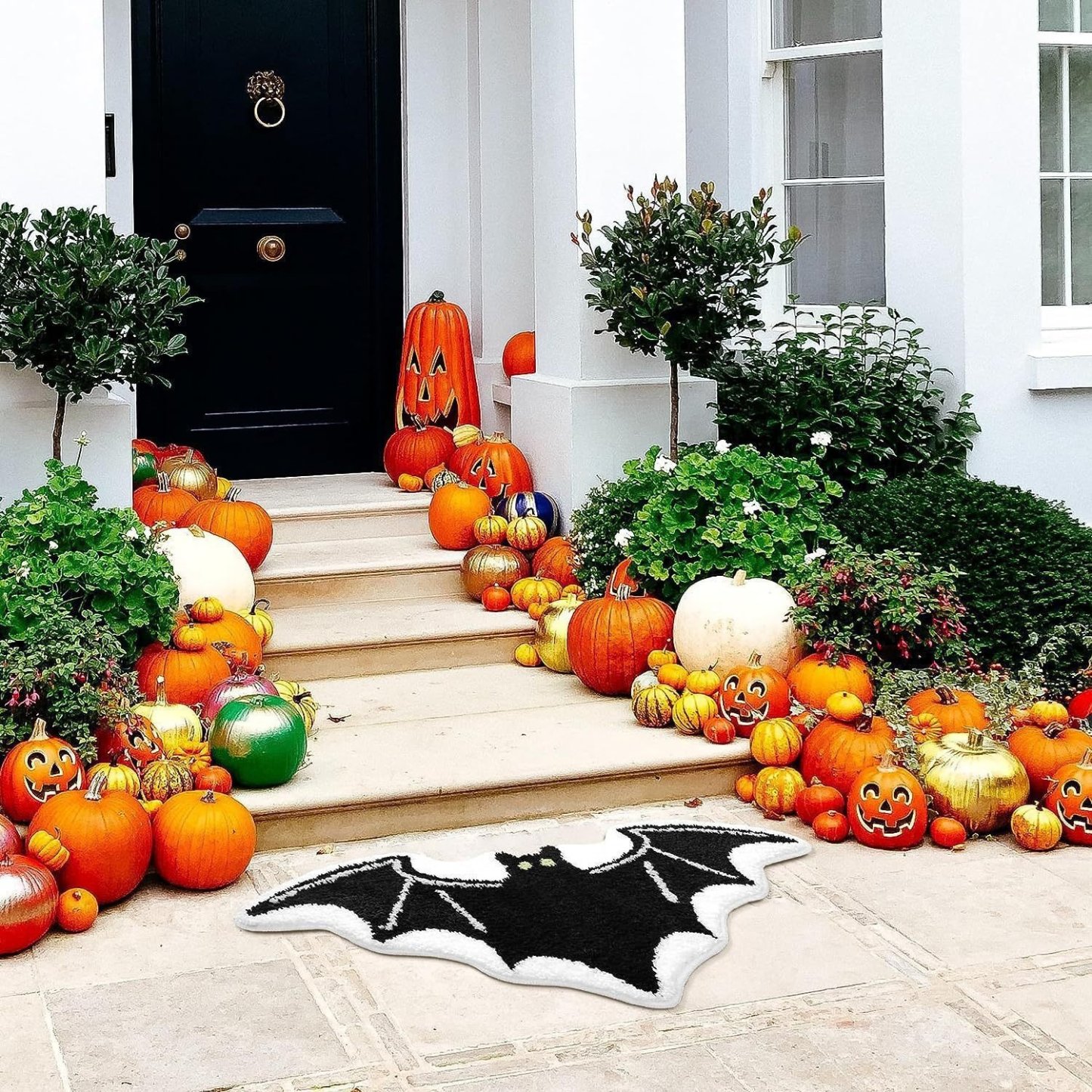 🦇"UNWELCOME"Bat Doormat⏰Halloween Flocked Carpet Atmosphere Decoration👻🖤