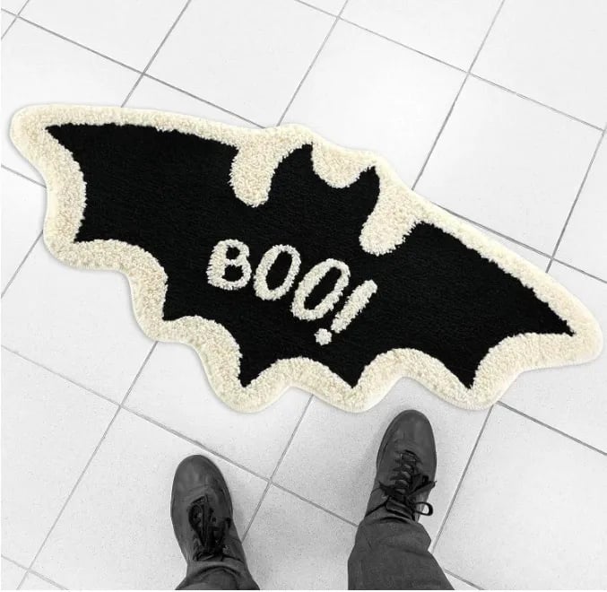 🦇"UNWELCOME"Bat Doormat⏰Halloween Flocked Carpet Atmosphere Decoration👻🖤