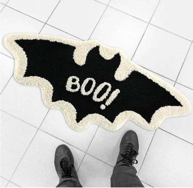 🦇"UNWELCOME"Bat Doormat⏰Halloween Flocked Carpet Atmosphere Decoration👻🖤