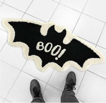 🦇"UNWELCOME"Bat Doormat⏰Halloween Flocked Carpet Atmosphere Decoration👻🖤