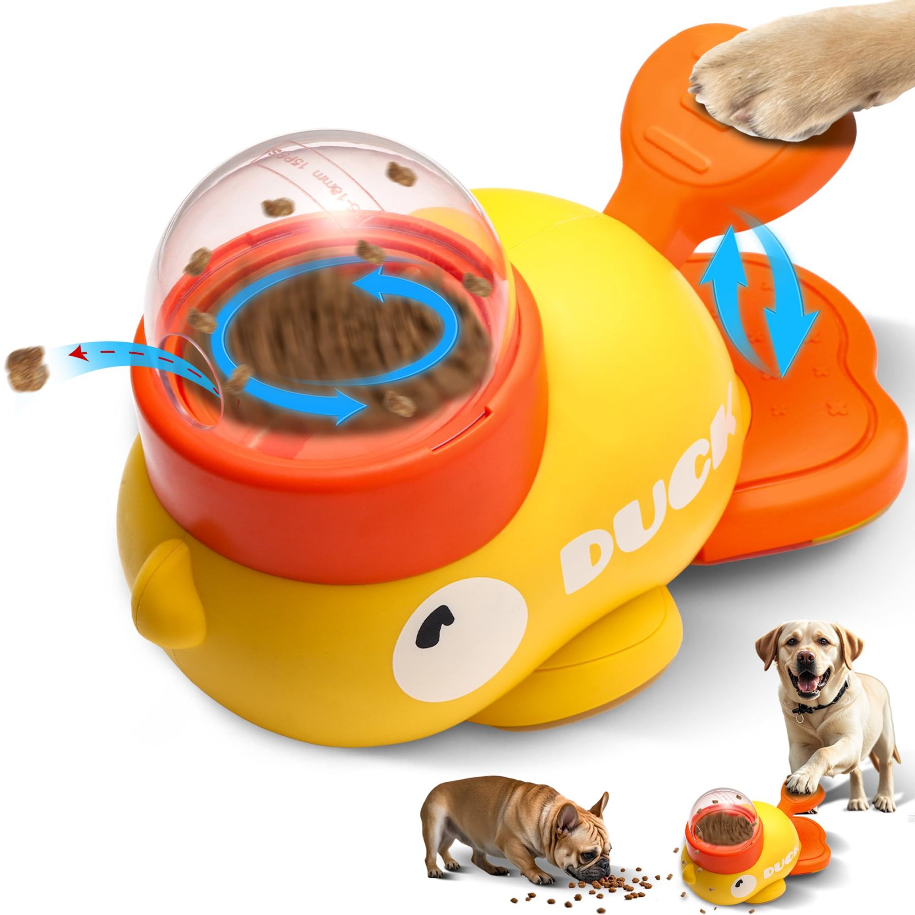 Yellow duck pet feeder cat dog interactive toy