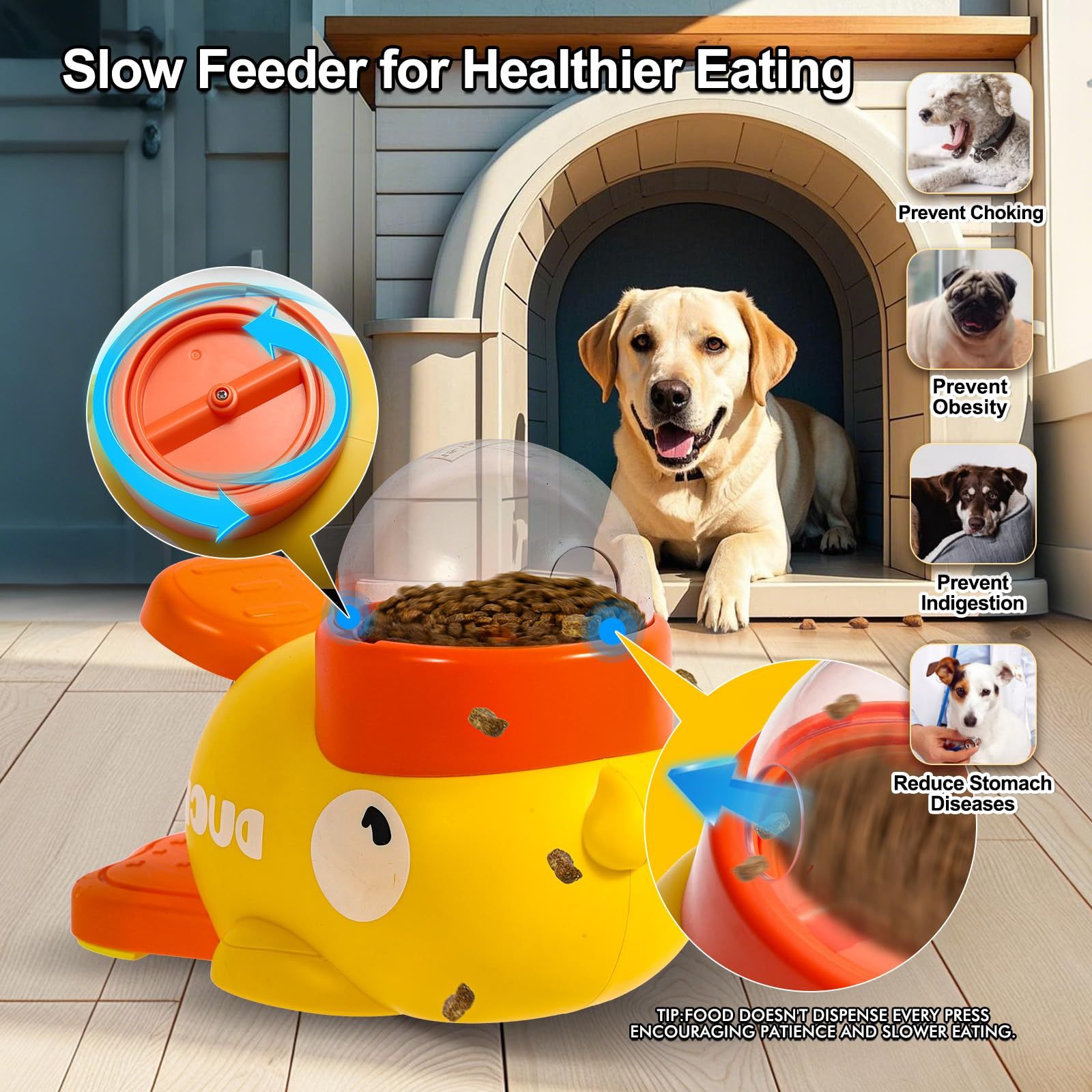 Yellow duck pet feeder cat dog interactive toy
