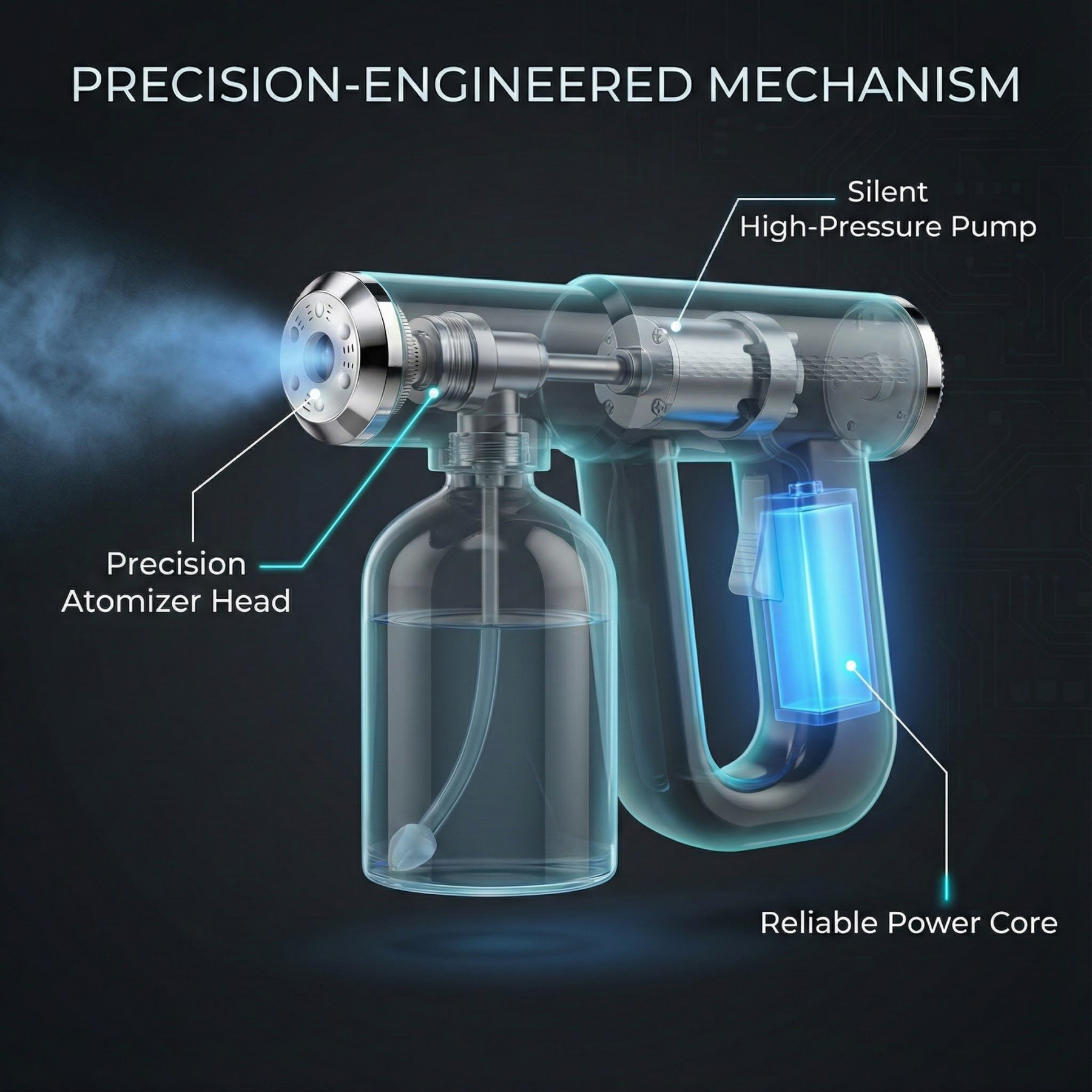 Handheld Electric Nano Disinfection Spray with Blue Light