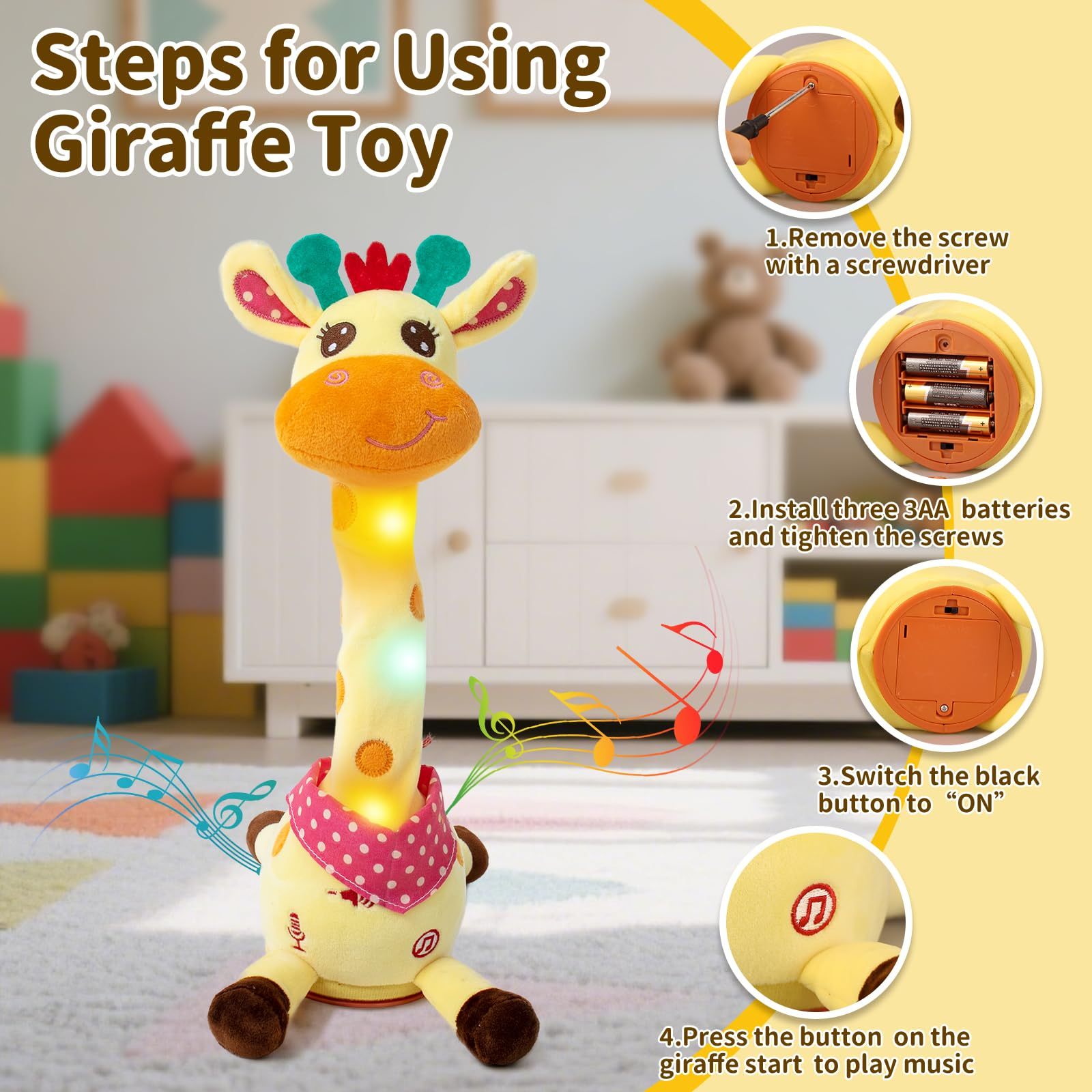 🎵 Dancing and talking giraffe plush toy