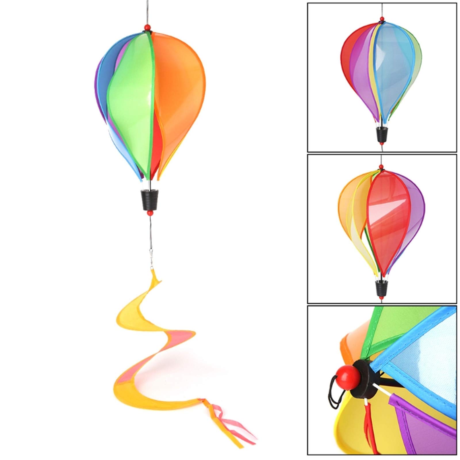 2 Pack Rainbow Hot Air Balloon Windmill Ornament