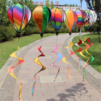 2 Pack Rainbow Hot Air Balloon Windmill Ornament