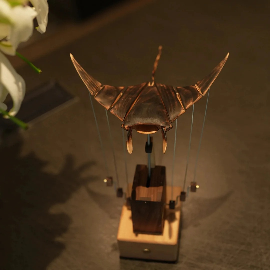 Artisan Wooden Manta Ray Automaton