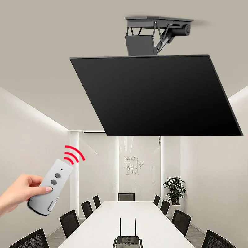 50-90" Ceiling TV LIFT Electric Remote Control Rotating Bracket Support Motorized Stand High Low Adjustable Techo Mount DT600