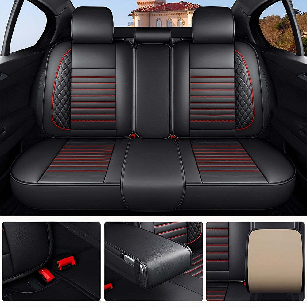 Full Set Car Seat Covers, Universal Leather Seat Covers for Most Cars, SUVs & Trucks – Waterproof Front & Back Protector