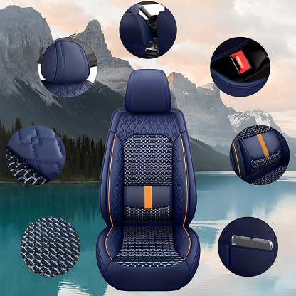 Luxury 3D Car Seat Covers – 5-Piece Waterproof Faux Leather & Ice Silk, Universal Fit for Sedans, SUVs & Trucks