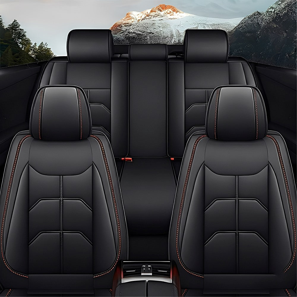 Luxury Faux Leather Car Seat Covers – 5-Seat Universal Fit, Waterproof & Wear-Resistant Full Set