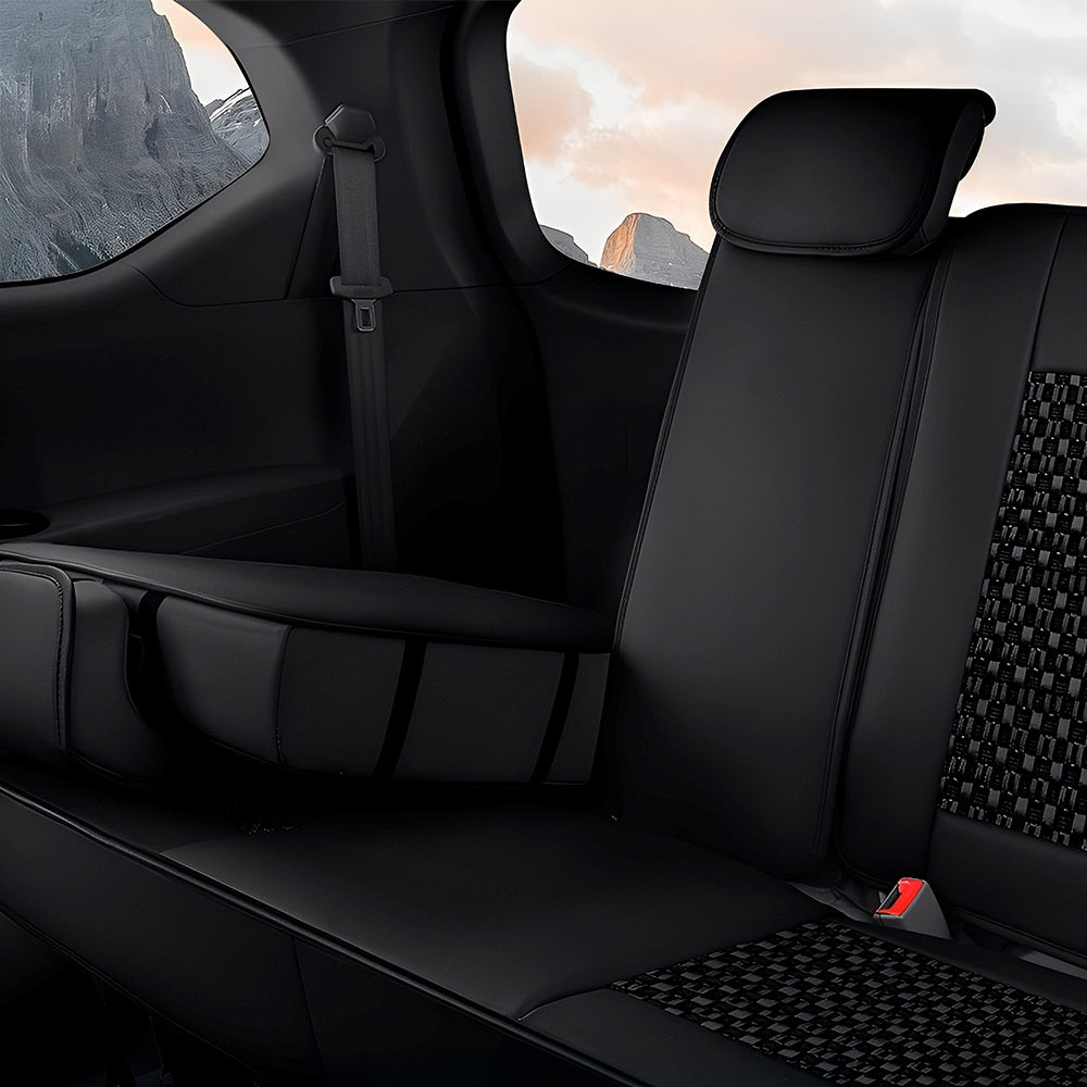 AmanCarport Universal Car Seat Covers 5-Piece Full Set – Premium Faux Leather & Ice Silk, Waterproof & Airbag Compatible