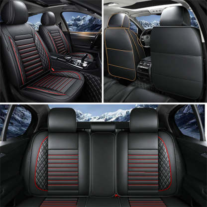 Full Set Car Seat Covers, Universal Leather Seat Covers for Most Cars, SUVs & Trucks – Waterproof Front & Back Protector