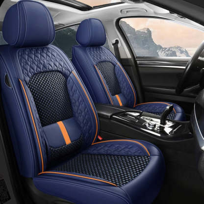 Luxury 3D Car Seat Covers – 5-Piece Waterproof Faux Leather & Ice Silk, Universal Fit for Sedans, SUVs & Trucks