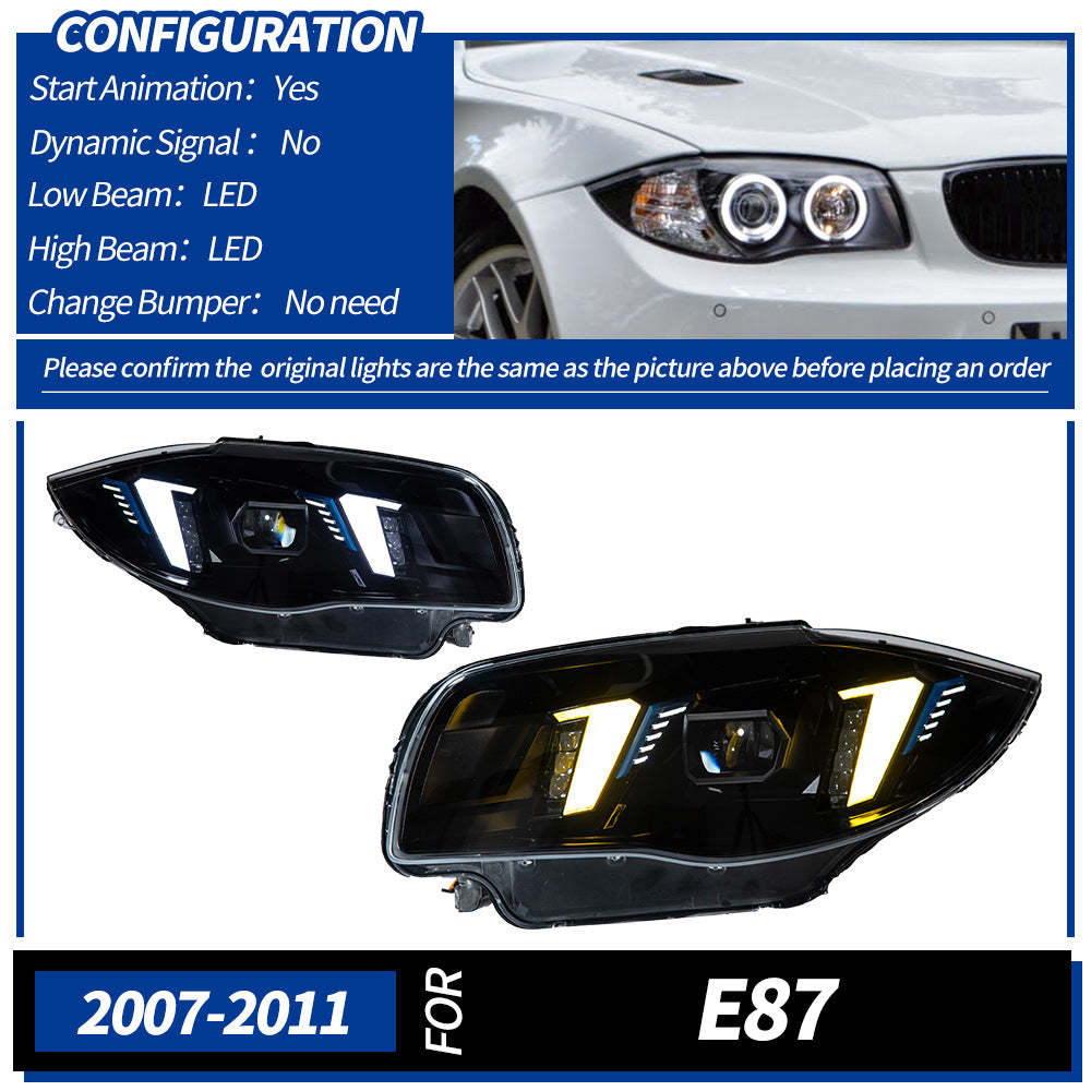 BMW 1 Series E87 2004–2011 Snake Eyes Style LED Lens Headlights