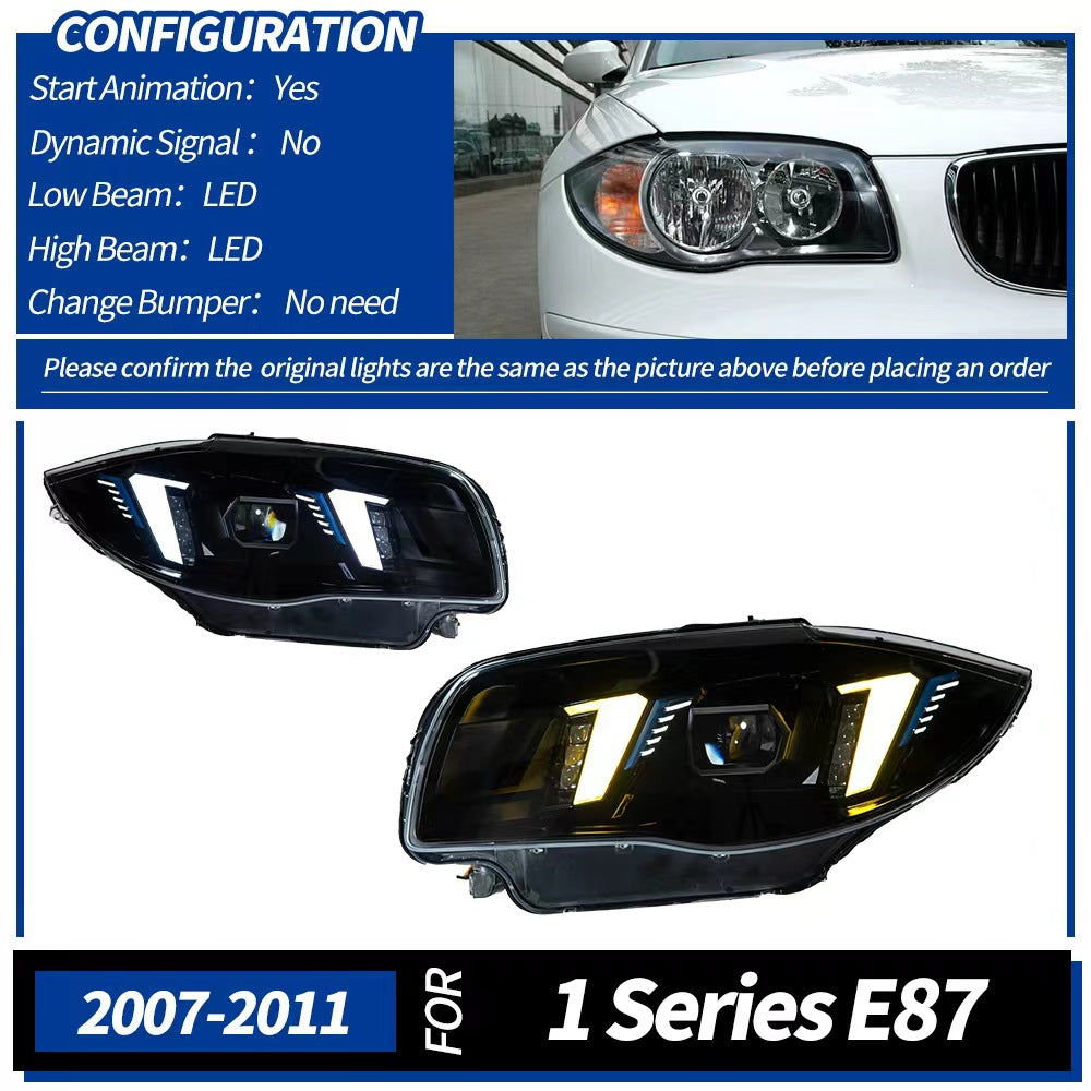 BMW 1 Series E87 2004–2011 Snake Eyes Style LED Lens Headlights