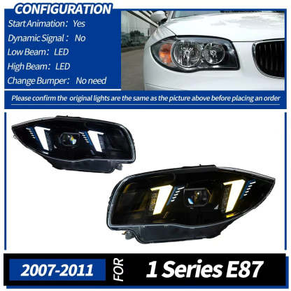 BMW 1 Series E87 2004–2011 Snake Eyes Style LED Lens Headlights