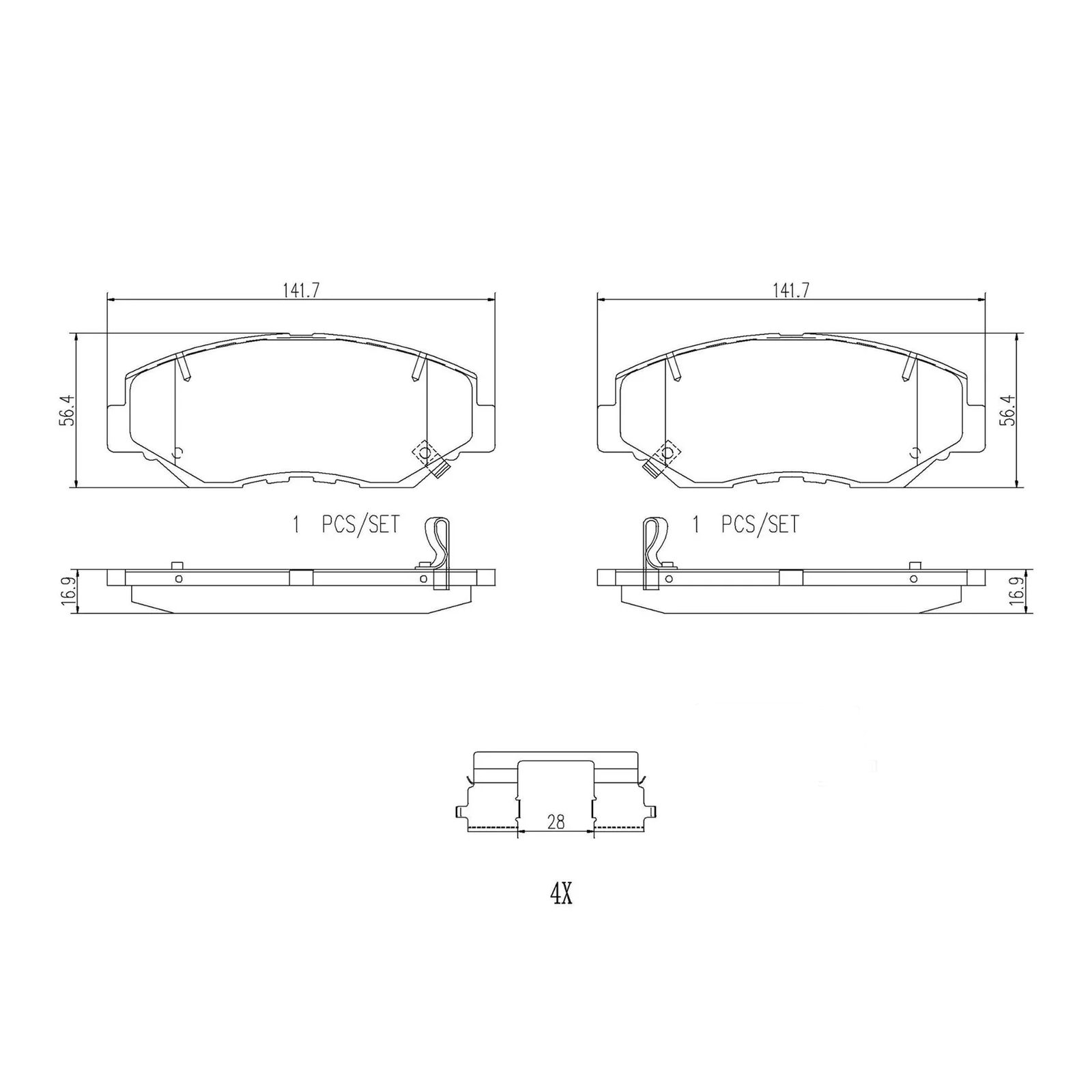 Front Ceramic Brake Pads for Honda Accord 2003-2017 Civic 2012-2021 CR-V 2002-2016