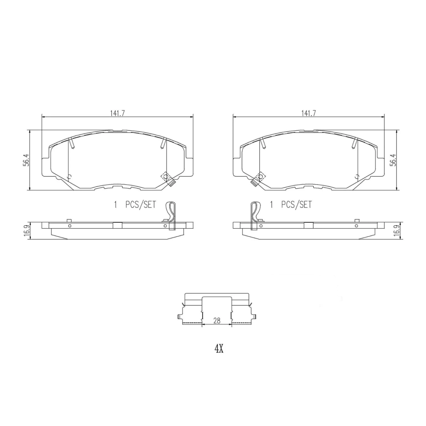 Front Ceramic Brake Pads for Honda Accord 2003-2017 Civic 2012-2021 CR-V 2002-2016
