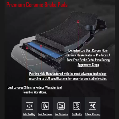 Front and Rear Ceramic Disc Brake Pads for 2010 - 2017 Chevy Equinox GMC Terrain