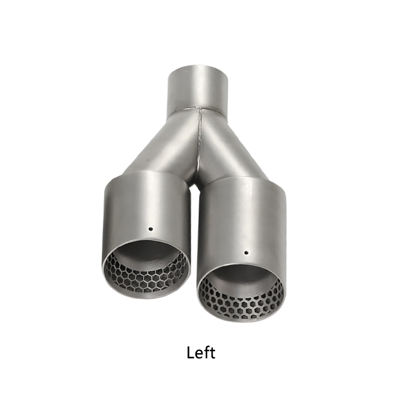 Universal Y-Shaped Dual Outlet Honeycomb Exhaust Tip/ Sandblasted Stai