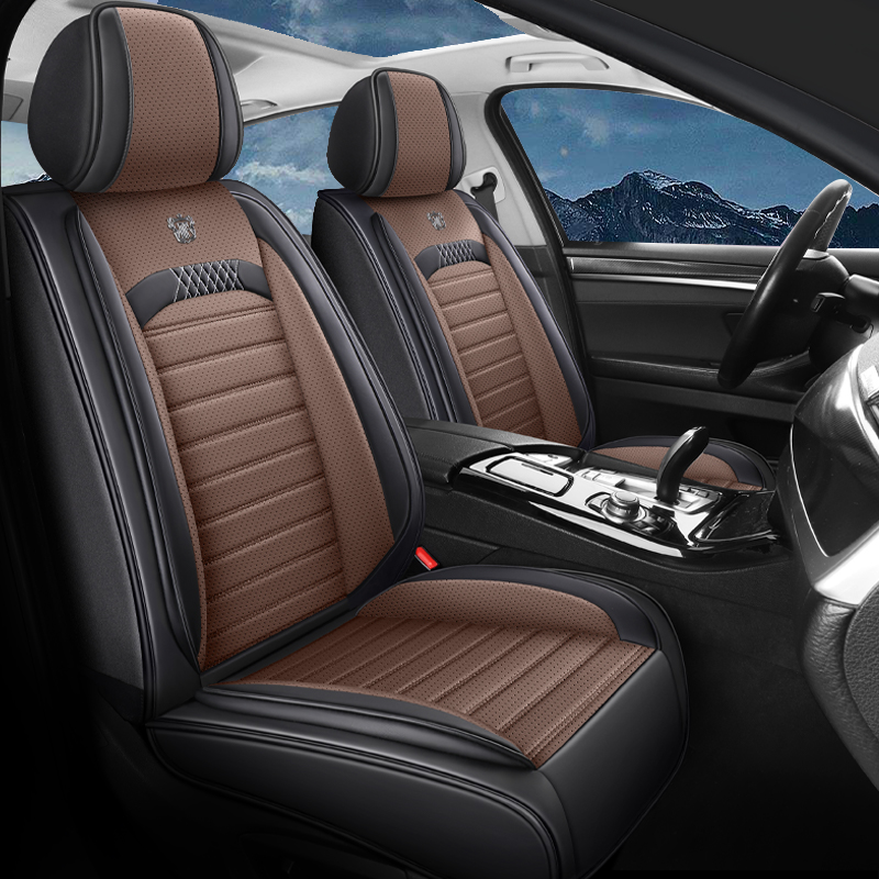 Car Universal Seat Covers Full Set, Breathable and Waterproof Napa Leather Car Seat Cover Fit for Cars, Sedans, SUVs, Trucks