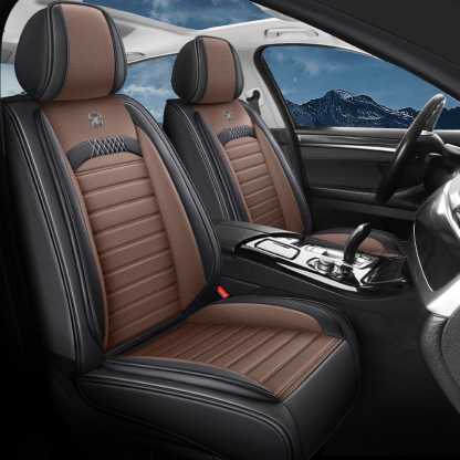 Car Universal Seat Covers Full Set, Breathable and Waterproof Napa Leather Car Seat Cover Fit for Cars, Sedans, SUVs, Trucks