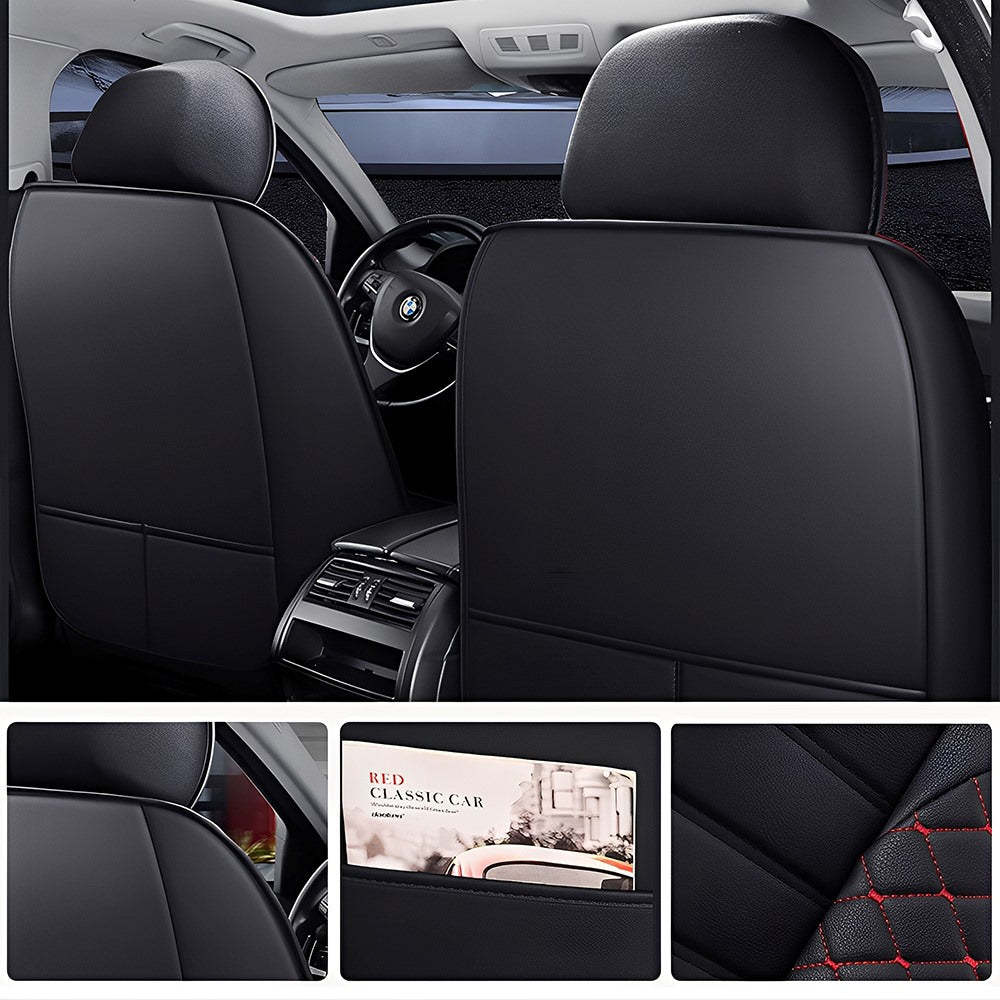 5-Piece Car Seat Covers Full Set – Universal Faux Leather Cushions for Cars, SUVs & Trucks