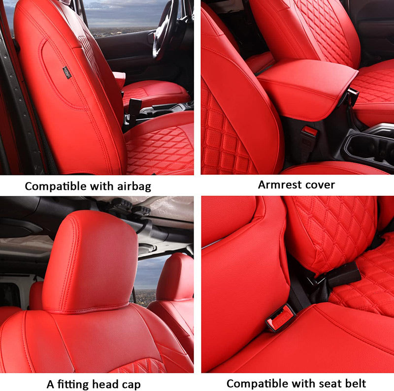 Premium Leather Car Seat Covers Full Set for Jeep Wrangler (2007-2024)
